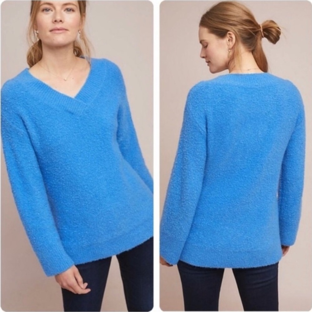 NWT Anthropologie Clayton Blue V-Neck Sweater XS